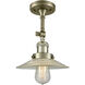 Franklin Restoration Halophane LED 9 inch Antique Brass Semi-Flush Mount Ceiling Light in Clear Halophane Glass, Franklin Restoration