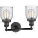 Franklin Restoration Small Bell LED 16 inch Matte Black Bath Vanity Light Wall Light in Seedy Glass, Franklin Restoration