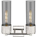 Bolivar 2 Light 13.5 inch Polished Nickel Bath Vanity Light Wall Light in Plated Smoke Glass