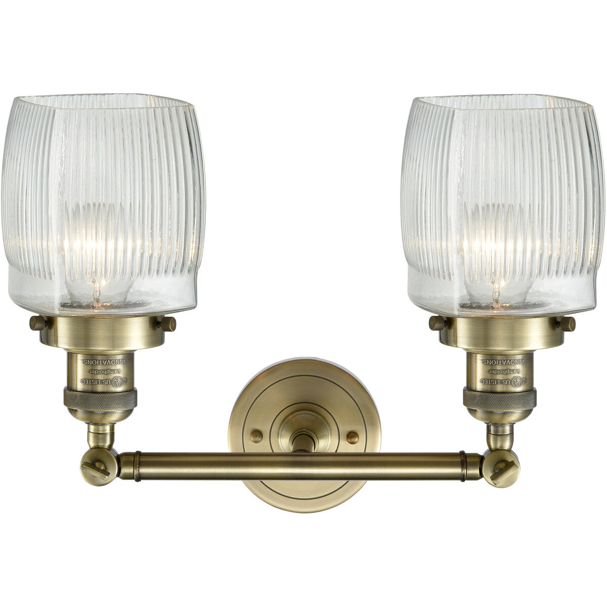 Franklin Restoration Colton LED 16 inch Antique Brass Bath Vanity Light Wall Light in Clear Halophane Glass, Franklin Restoration