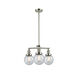 Franklin Restoration Beacon 3 Light 19 inch Polished Nickel Chandelier Ceiling Light in Seedy Glass, Franklin Restoration