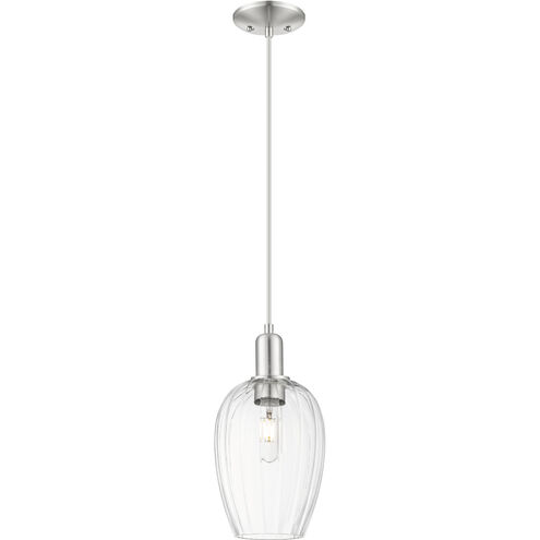 Downtown Urban Preston 1 Light 6.25 inch Brushed Satin Nickel Mini Pendant Ceiling Light in Clear
