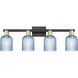 Bridal Veil 4 Light 32 inch Black Antique Brass Bath Vanity Light Wall Light in Blue Glass