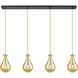 Owego 4 Light 36.63 inch Champagne Bronze Linear Pendant Ceiling Light in Mercury Glass