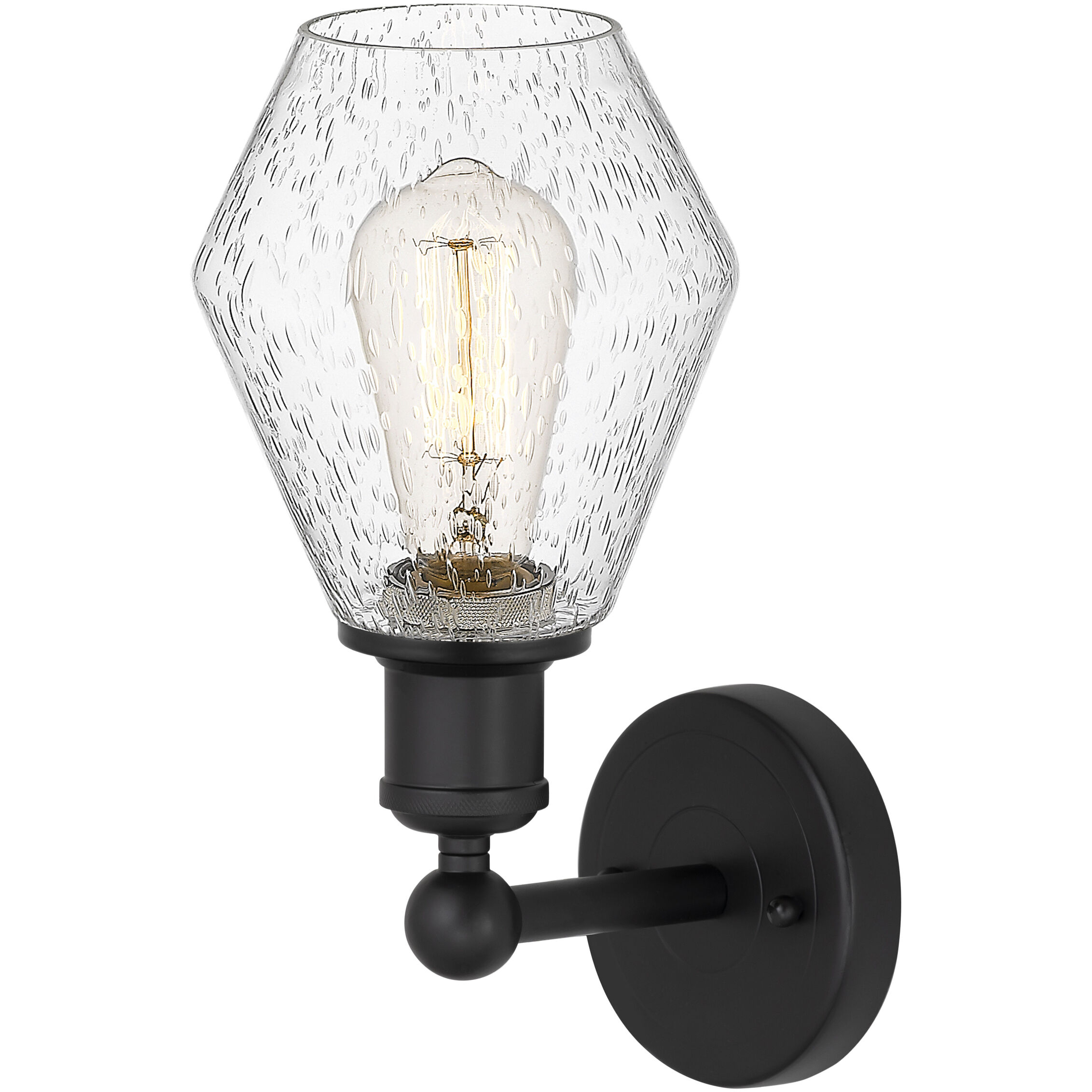 Edison Cindyrella 1 Light 6 inch Matte Black Sconce Wall Light in Seedy Glass
