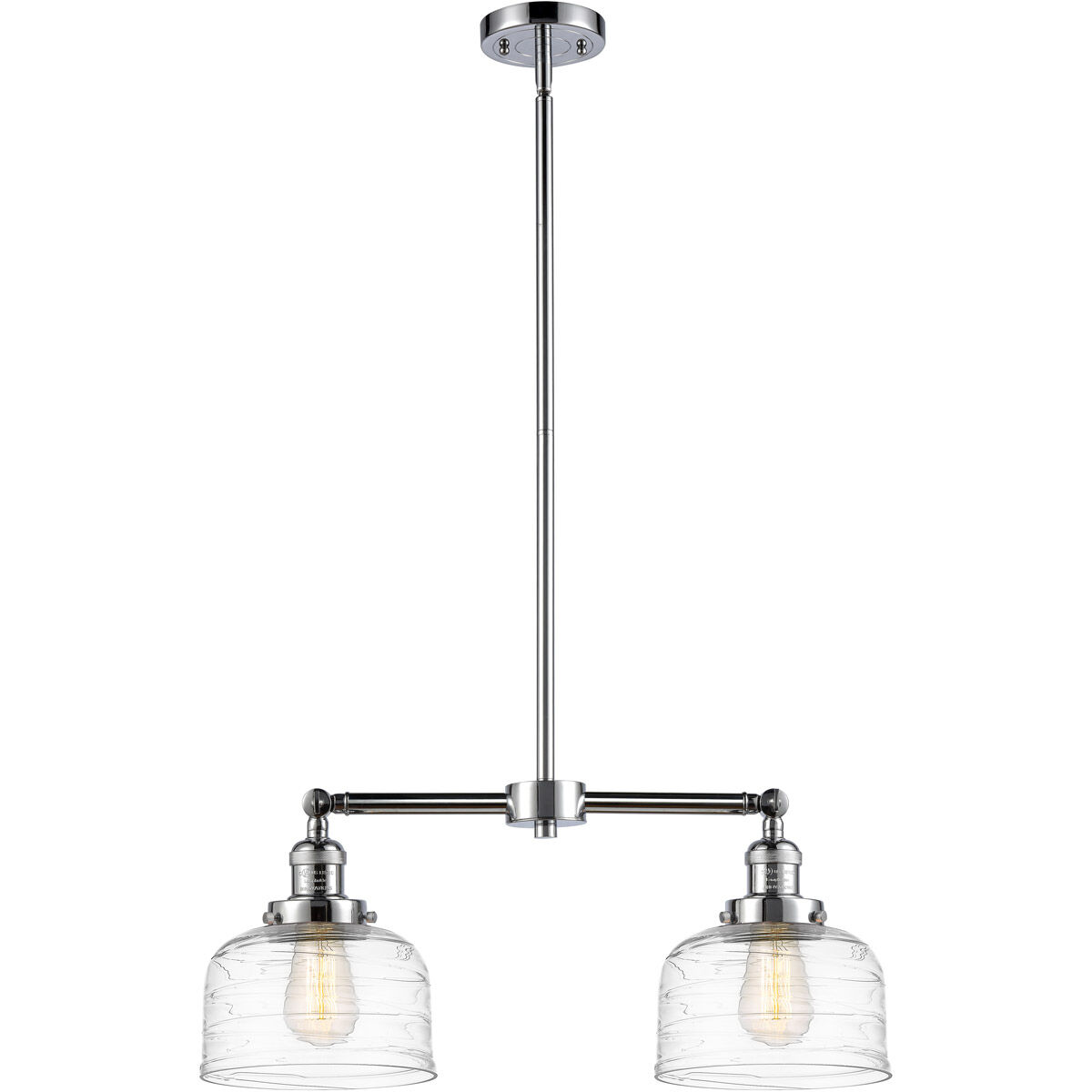 Franklin Restoration Bell LED 21 inch Polished Chrome Island Light Ceiling Light in Clear Deco Swirl Glass