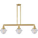 Franklin Restoration Small Oxford 3 Light 40 inch Antique Brass Island Light Ceiling Light in Incandescent, Seedy Glass, Franklin Restoration