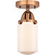 Nouveau 2 Dover 1 Light 5 inch Antique Copper Semi-Flush Mount Ceiling Light in Matte White Glass