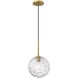 Barrington 1 Light 10 inch Brushed Brass Mini Pendant Ceiling Light