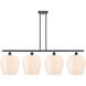 Ballston Norfolk 4 Light 50 inch Matte Black Island Light Ceiling Light in Matte White Glass