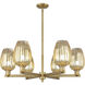 Preston 6 Light 23.88 inch Brushed Brass Chandelier Ceiling Light in Mercury Glass