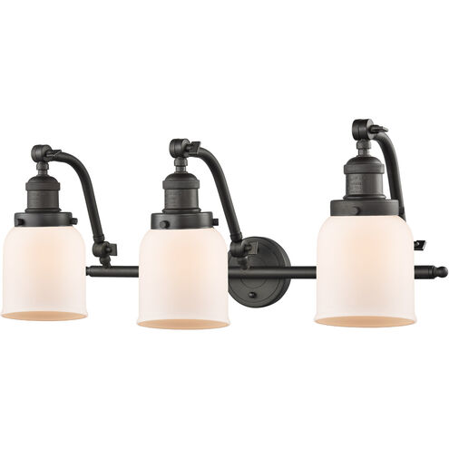 Franklin Restoration Small Bell LED 28 inch Oil Rubbed Bronze Bath Vanity Light Wall Light in Matte White Glass, Franklin Restoration