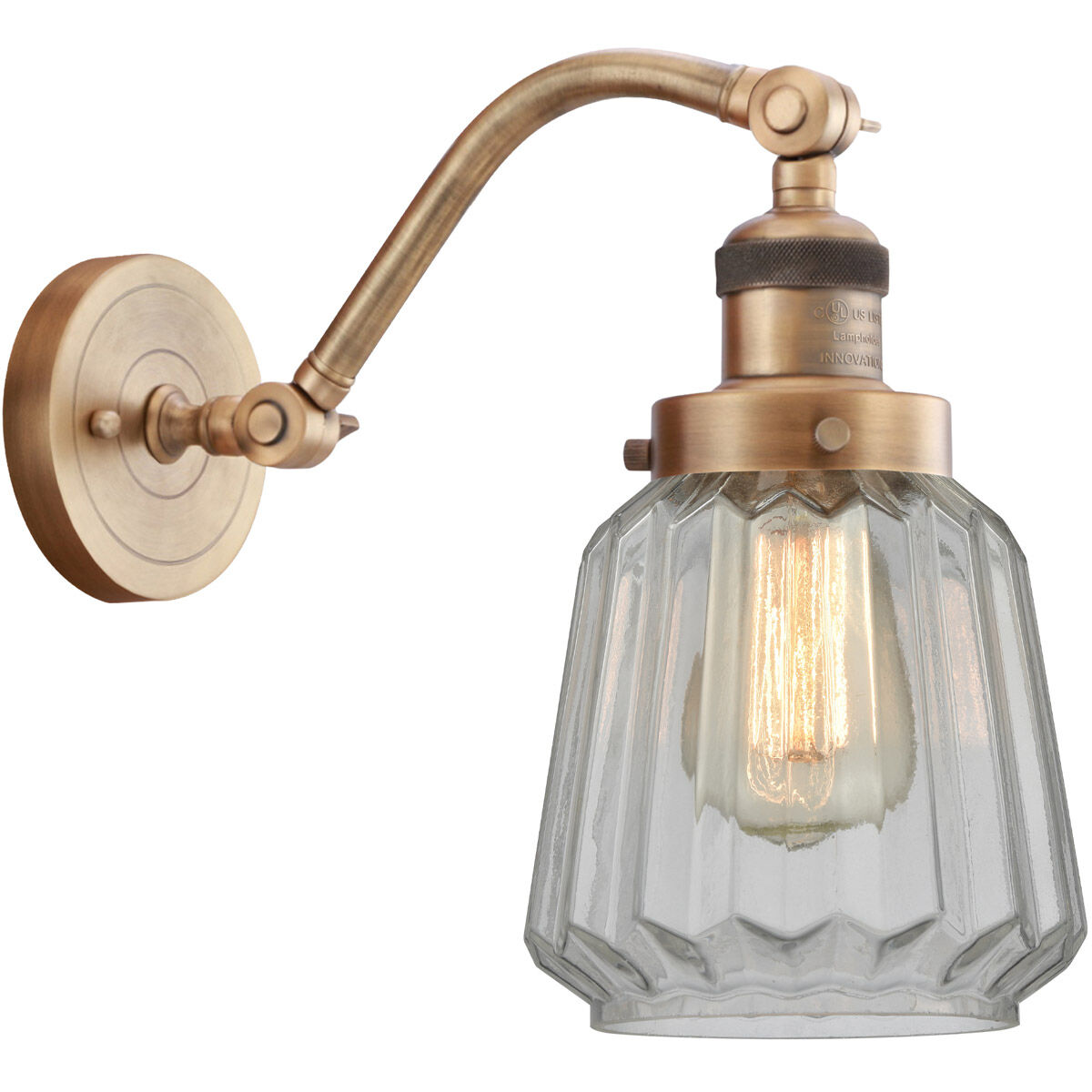 Franklin Restoration Chatham LED 6 inch Brushed Brass Sconce Wall Light in Clear Glass, Franklin Restoration