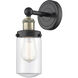 Dover Sconce Wall Light in Black Antique Brass, Clear