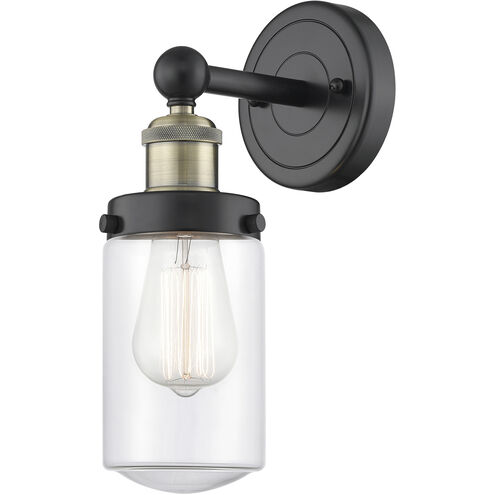 Dover Sconce Wall Light in Black Antique Brass, Clear