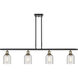 Ballston Caledonia 4 Light 48 inch Black Antique Brass Island Light Ceiling Light in Mica Glass, Ballston