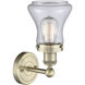 Bellmont Sconce Wall Light in Antique Brass, Clear