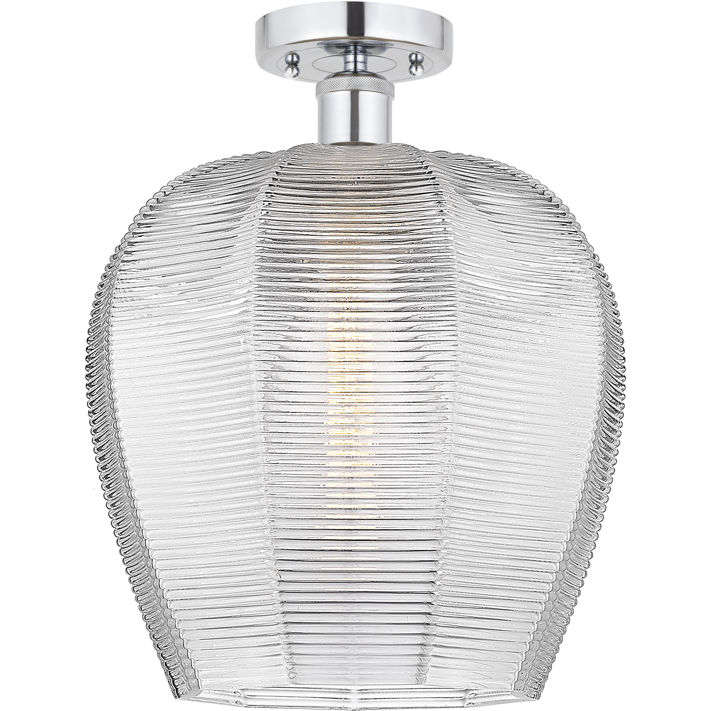 Edison Norfolk 1 Light 12 inch Brushed Satin Nickel Semi-Flush Mount Ceiling Light in Clear Glass