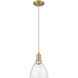 Arcadia Bristol 1 Light 7.5 inch Brushed Brass Mini Pendant Ceiling Light in Seedy