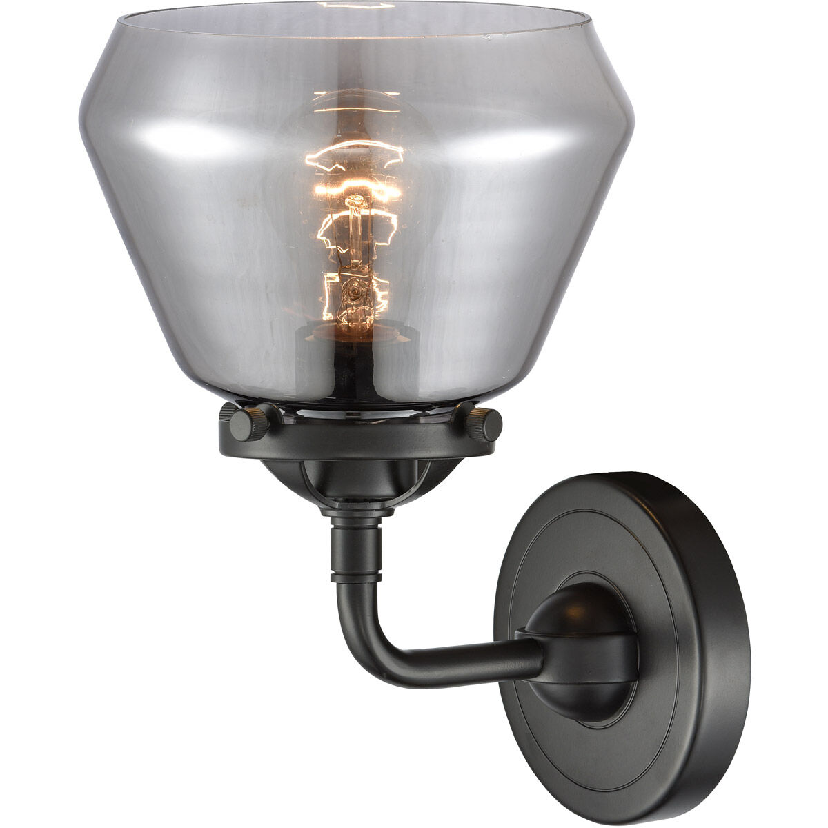 Nouveau Fulton 1 Light 7 inch Oil Rubbed Bronze Sconce Wall Light in Plated Smoke Glass, Nouveau