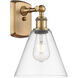 Ballston Cone 1 Light 8 inch Brushed Brass Sconce Wall Light in Clear Glass