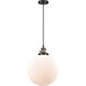 Franklin Restoration Beacon 1 Light 12 inch Black Antique Brass Mini Pendant Ceiling Light in Incandescent, Matte White