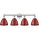 Plymouth Dome 4 Light 34.5 inch Polished Nickel Bath Vanity Light Wall Light in Red