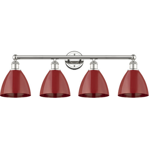 Plymouth Dome 4 Light 34.5 inch Polished Nickel Bath Vanity Light Wall Light in Red