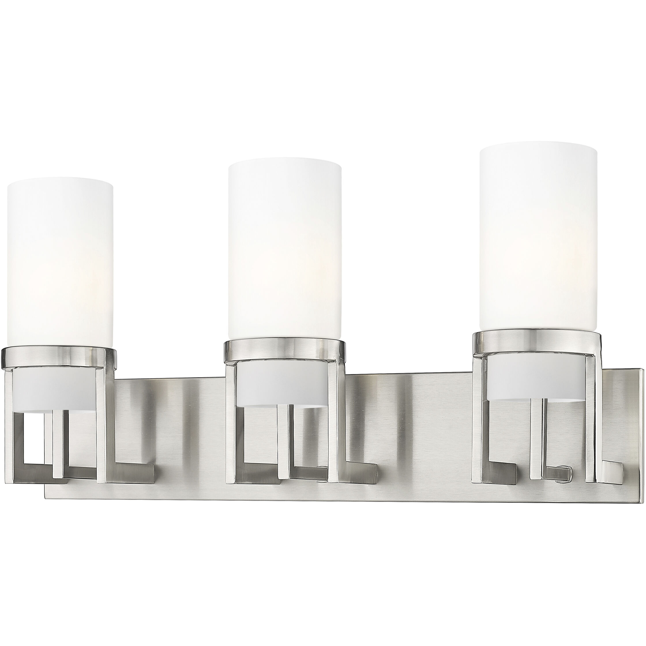 Utopia 3 Light 23.63 inch Satin Nickel Bath Vanity Light Wall Light in Matte White Glass