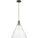 Arcadia Berkshire Glass 1 Light 16 inch Oil Rubbed Bronze Mini Pendant Ceiling Light in Seedy