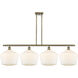 Ballston Cindyrella 4 Light 50 inch Antique Brass Island Light Ceiling Light in Incandescent, Matte White Glass