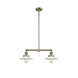 Franklin Restoration Halophane 2 Light 21 inch Antique Brass Island Light Ceiling Light in Incandescent, Matte White Halophane Glass, Franklin Restoration