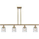 Ballston Small Bell 4 Light 48 inch Brushed Brass Island Light Ceiling Light in Seedy Glass