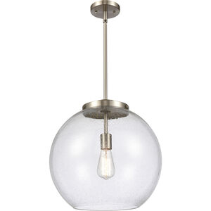 Ballston Athens 1 Light 16 inch Brushed Satin Nickel Pendant Ceiling Light in Seedy Glass