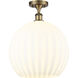 Edison White Venetian 1 Light 13.75 inch Brushed Brass Semi-Flush Mount Ceiling Light