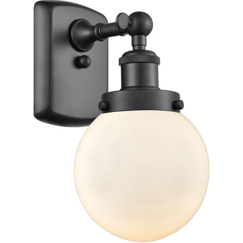 Ballston Beacon LED 6 inch Matte Black Sconce Wall Light in Matte White Glass, Ballston