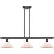 Ballston Orwell 3 Light 36 inch Matte Black Island Light Ceiling Light in Matte White Glass, Ballston
