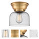 Aditi Large Bell LED 8 inch Brushed Brass Flush Mount Ceiling Light in Seedy Glass, Aditi