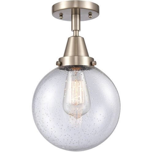 Franklin Restoration Beacon 1 Light 8 inch Brushed Satin Nickel Flush Mount Ceiling Light in Seedy Glass