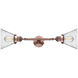 Franklin Restoration Large Cone LED 8 inch Antique Copper Bath Vanity Light Wall Light in Seedy Glass, Franklin Restoration