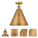 Ballston Cone LED 16 inch Brushed Brass Semi-Flush Mount Ceiling Light