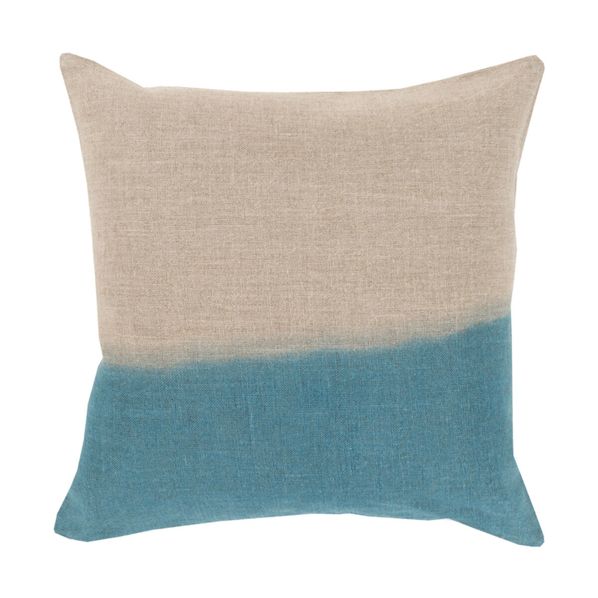 Dip Dyed 22 X 22 inch Khaki/Teal Pillow Cover