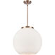 Ballston Athens 1 Light 15.75 inch Antique Copper Pendant Ceiling Light in Incandescent, Matte White
