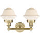 Oxford 2 Light 15.5 inch Brushed Brass and Matte White Bath Vanity Light Wall Light