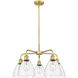 Bristol Glass 5 Light 25.5 inch Satin Gold Chandelier Ceiling Light in Clear