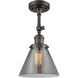 Franklin Restoration Large Cone 1 Light 8 inch Oil Rubbed Bronze Sconce Wall Light in Plated Smoke Glass, Franklin Restoration