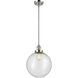 Franklin Restoration XX-Large Beacon LED 12 inch Polished Nickel Mini Pendant Ceiling Light in Seedy Glass, Franklin Restoration
