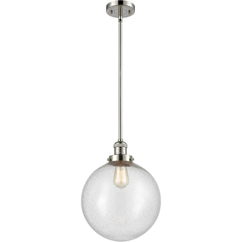 Franklin Restoration XX-Large Beacon LED 12 inch Polished Nickel Mini Pendant Ceiling Light in Seedy Glass, Franklin Restoration