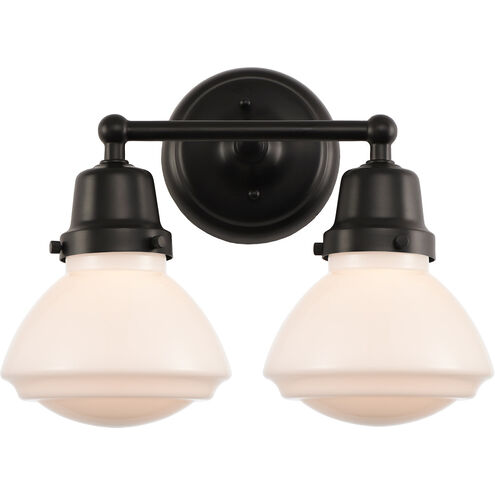 Aditi Olean 2 Light 14.75 inch Matte Black Bath Vanity Light Wall Light, Aditi