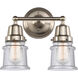 Aditi Small Canton 2 Light 13.25 inch Brushed Satin Nickel Bath Vanity Light Wall Light, Aditi